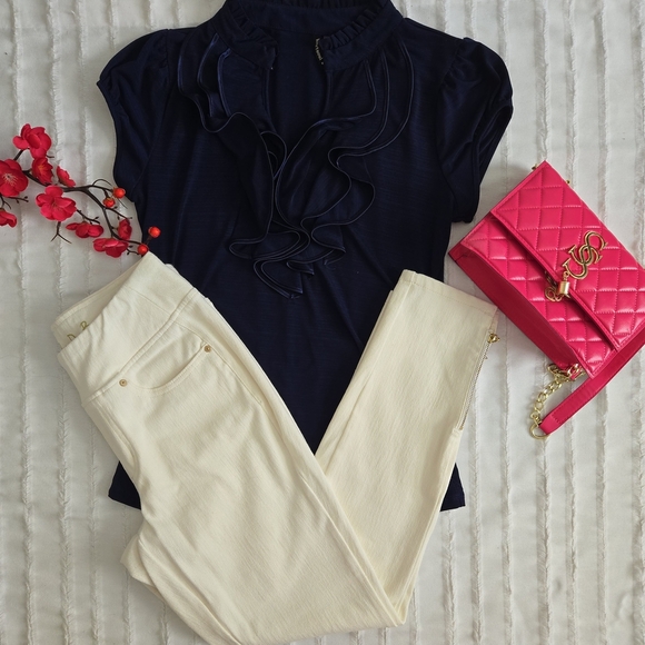 Heartsoul Navy Ruffle Detail Top - Picture 5 of 6